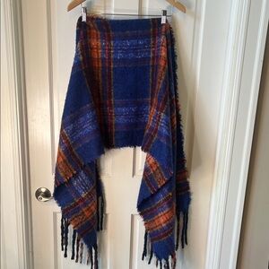 Cozy Blue and Orange Super Soft Plaid Scarf